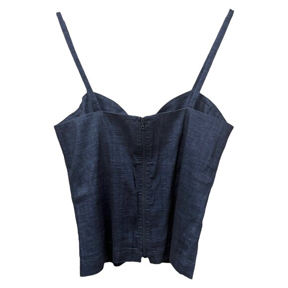 Annelore Denim Corset Top Size 10 Blue Stretch Linen Blend Bustier Camisole - Picture 4 of 10
